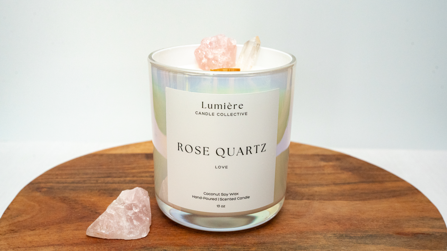Rose Quartz Crystal Candle