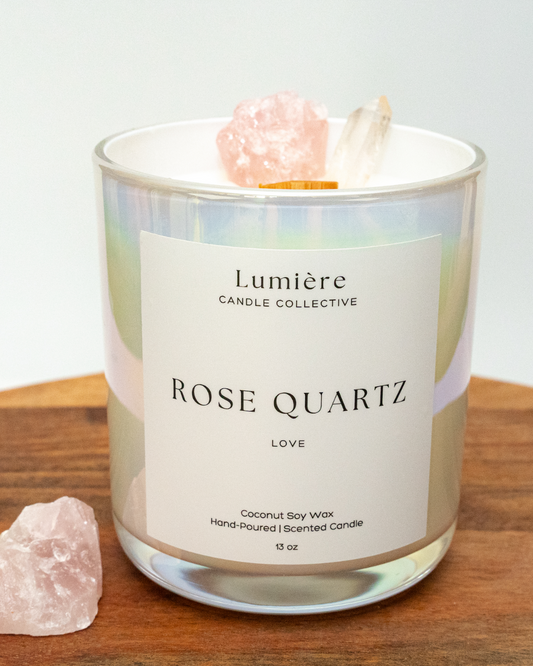 Rose Quartz Crystal Candle